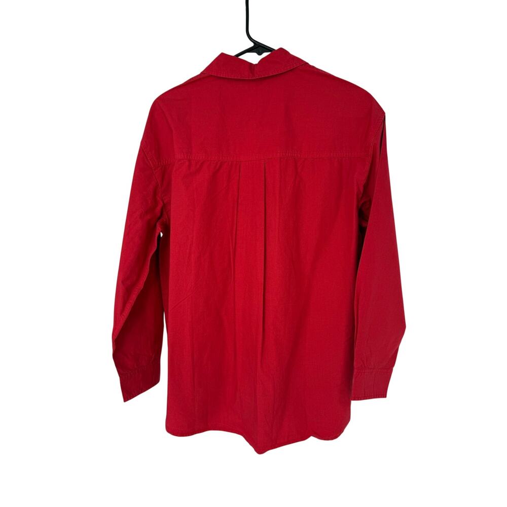 NWT Madewell The Easy Shirt in Poplin Cherry Red Button-Up Oversized Cotton M - Picture 5 of 10